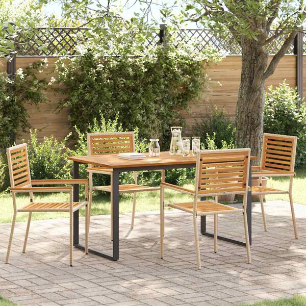 vidaXL Garden Dining Set 5 pcs Beige Solid Acacia Wood
