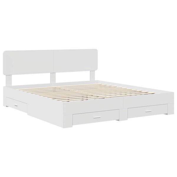 vidaXL Bed Frame with Headboard White 200 x 200 cm Engineered Wood