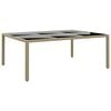 vidaXL Garden Table | Beige | Poly rattan, powder-coated steel, tempered glass