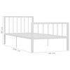 vidaXL Bed Frame without Mattress White Metal 90x200 cm
