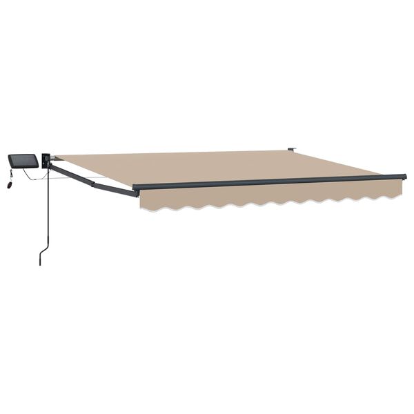 vidaXL Manual Retractable Awning with LEDs Beige 3.5 x 2.5 m