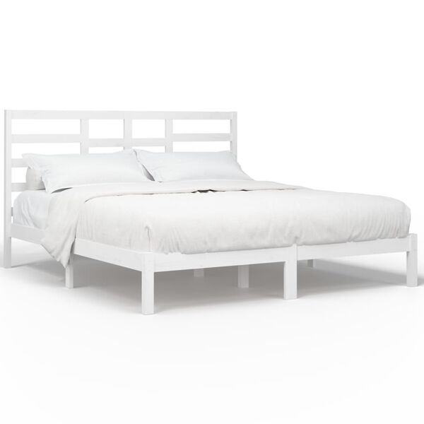 vidaXL Bed Frame without Mattress White Solid Wood 200x200 cm
