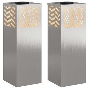 vidaXL Solar LED Pathway Light 2 pcs Silver Stainless Steel