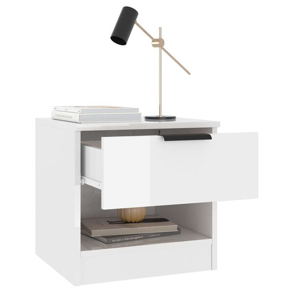 vidaXL Bedside Cabinets 2 pcs High Gloss White Engineered Wood