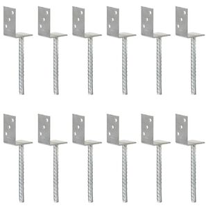vidaXL Fence Anchors 12 pcs Silver 8x6x30 cm Galvanised Steel