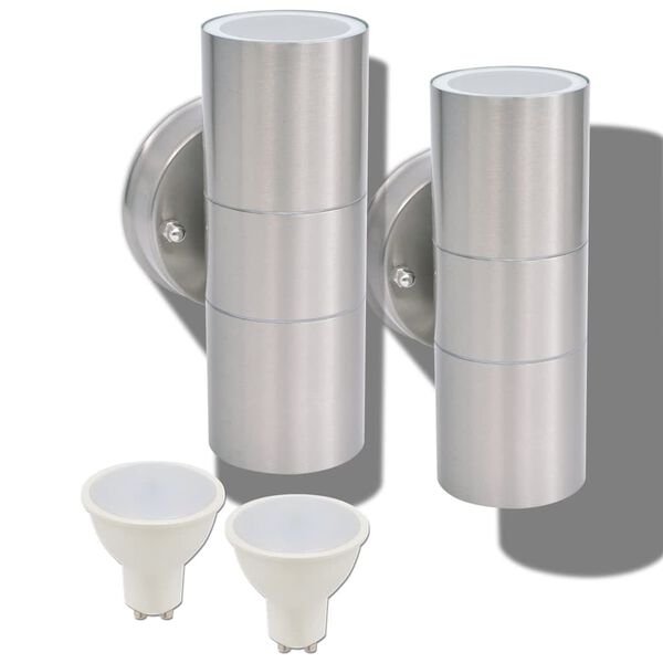vidaXL Outdoor LED Wall Lights 2 pcs Stainless Steel Up/Downwards