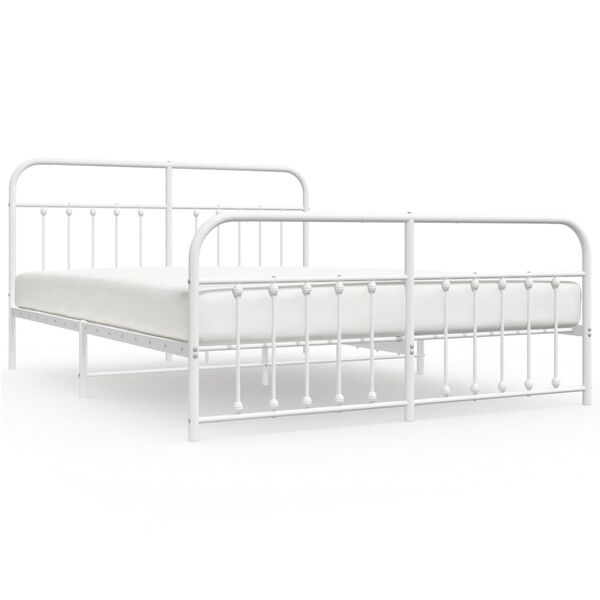 vidaXL Metal Bed Frame without Mattress with Footboard White 160x200cm