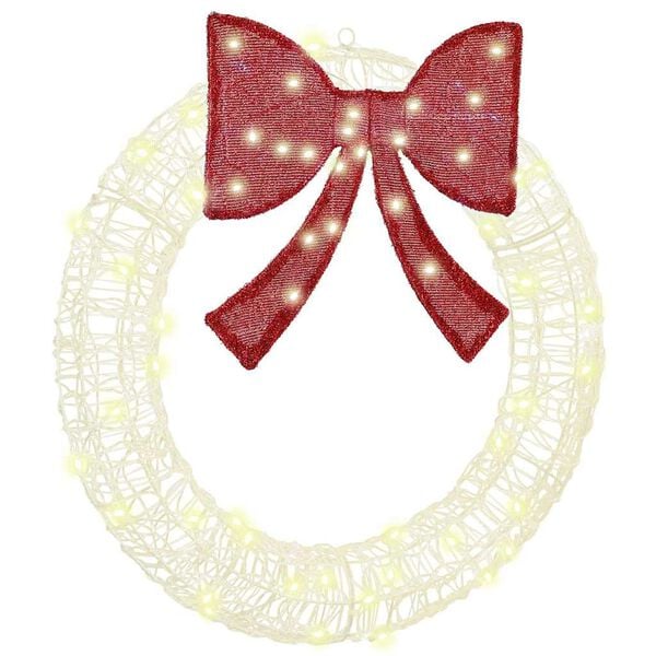 vidaXL Wreath with 60 LEDs Warm white 76 x 8.5 x 76 cm Acrylic