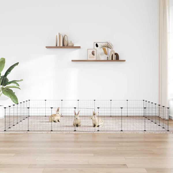 vidaXL 28-Panel Pet Cage with Door Black 35x35 cm Steel