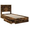 vidaXL Storage Bed with Drawer Smoked Oak 90 x 190 cm Engineered Wood