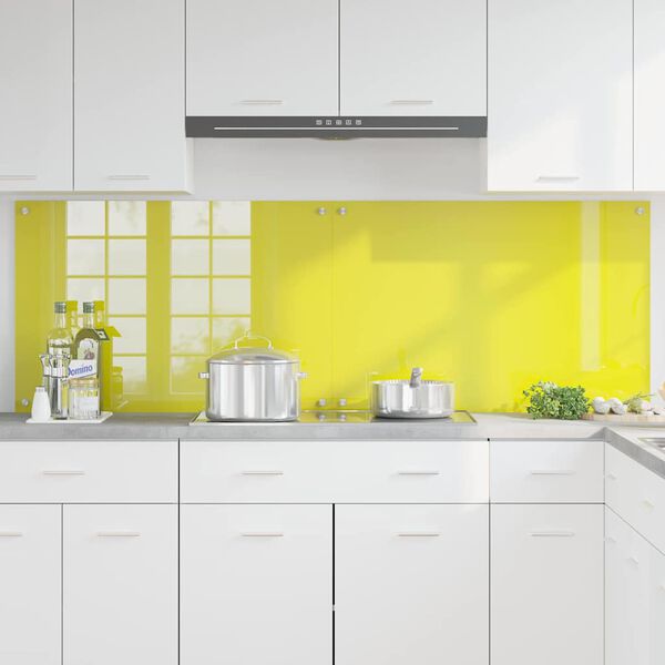 vidaXL Kitchen Backsplash 2 pcs Yellow 90 x 60 cm Tempered Glass