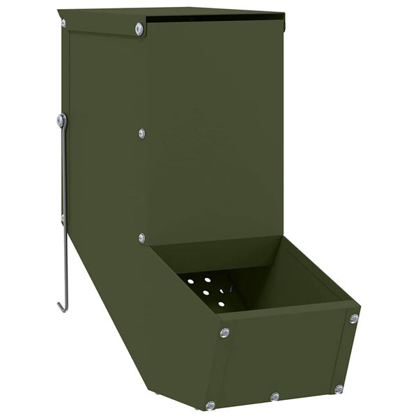 vidaXL Rabbit Feeder Olive Green 12.5 x 26 x 28.5 cm Cold-Rolled Steel