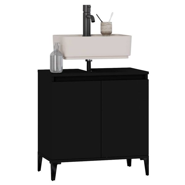 vidaXL Sink Cabinet Black 58x33x60 cm Engineered Wood