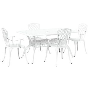 vidaXL Garden Dining Set 5 pcs White Aluminium
