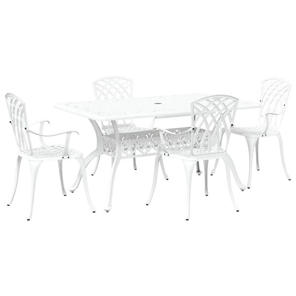 vidaXL Garden Dining Set 5 pcs White Aluminium