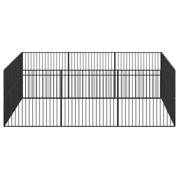 vidaXL Dog Playpen 12 Panels Black Galvanised Steel