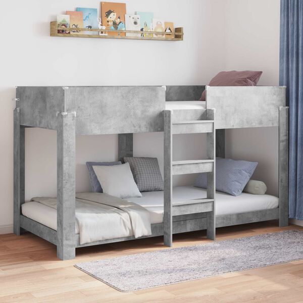 vidaXL Bunk Bed for Kids Concrete Grey 100 x 200 cm Engineered Wood