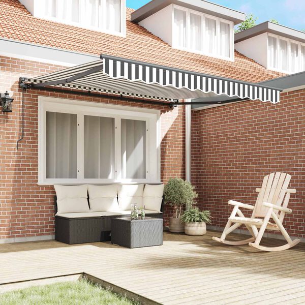 vidaXL Retractable Awning Manual Anthracite and White 300 x 250 cm