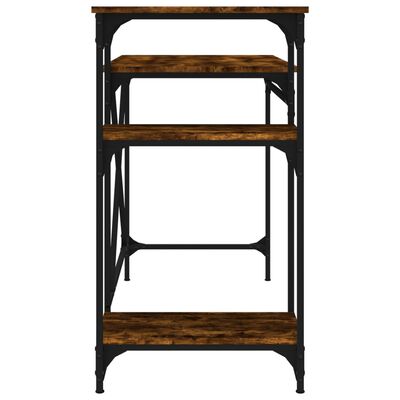 vidaXL Desk with Shelves Smoked Oak 105x50x90 cm Engineered Wood&Iron
