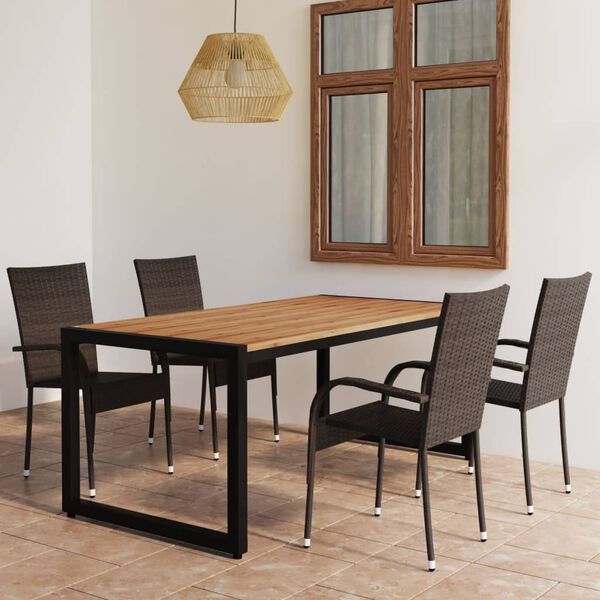 vidaXL 5 Piece Garden Dining Set Brown
