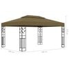 vidaXL Gazebo with Double Roof&LED String Lights 3x4 m Taupe