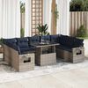 vidaXL 10 Piece Garden Sofa Set with Cushions Grey Poly Rattan Acacia