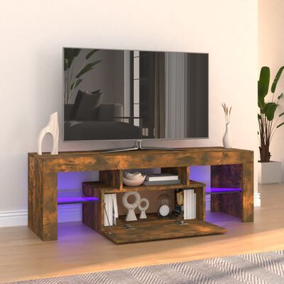 vidaXL TV Cabinet with LED Lights Smoked Oak 120x35x40 cm