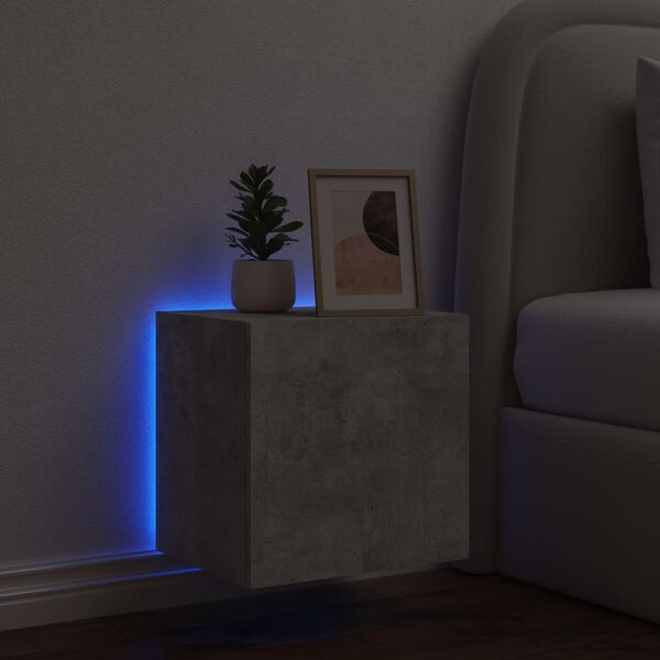 vidaXL TV Wall Cabinet with LED Lights Concrete Grey 40.5x35x40 cm