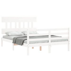vidaXL Bed Frame without Mattress White 140x200 cm Solid Wood