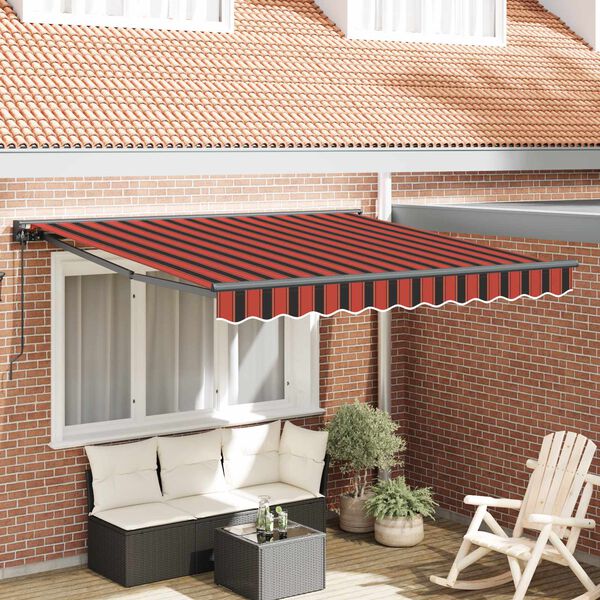 vidaXL Retractable Awning Manual Orange and Black 300 x 250 cm