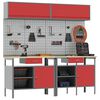 vidaXL Work Bench Set with Drawer with Shelf with Lock 8 pcs Red Steel