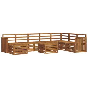 vidaXL Sectional Sofa Set 9 pcs Natural Solid Acacia Wood