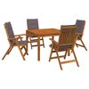 vidaXL 5-Piece Garden Dining Set Natural Solid Acacia Wood