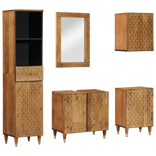vidaXL 5 Piece Bathroom Furniture Set Solid Wood Mango