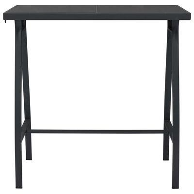 vidaXL Garden Bar Table Black 110x60x110 cm Tempered Glass