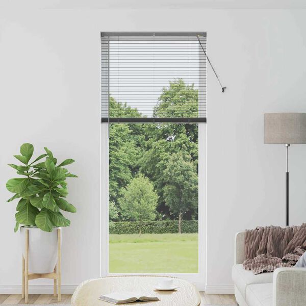vidaXL Window Blind with Curtains Manual Dark grey Aluminium