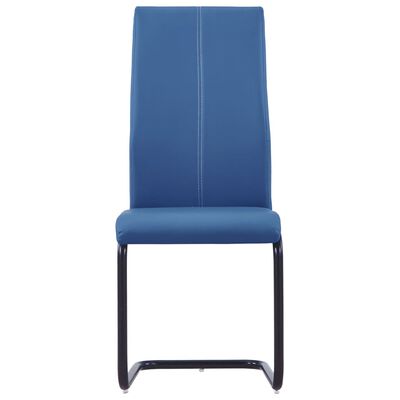 vidaXL Cantilever Dining Chairs 2 pcs Blue Faux Leather