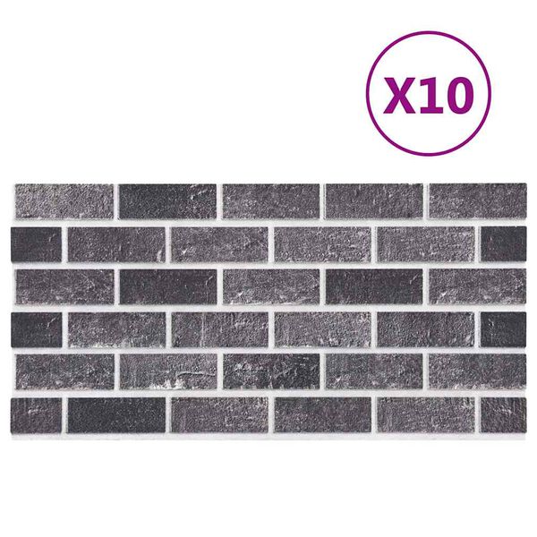 vidaXL 3D Wall Panels with Black & Grey Brick Design 10 pcs EPS