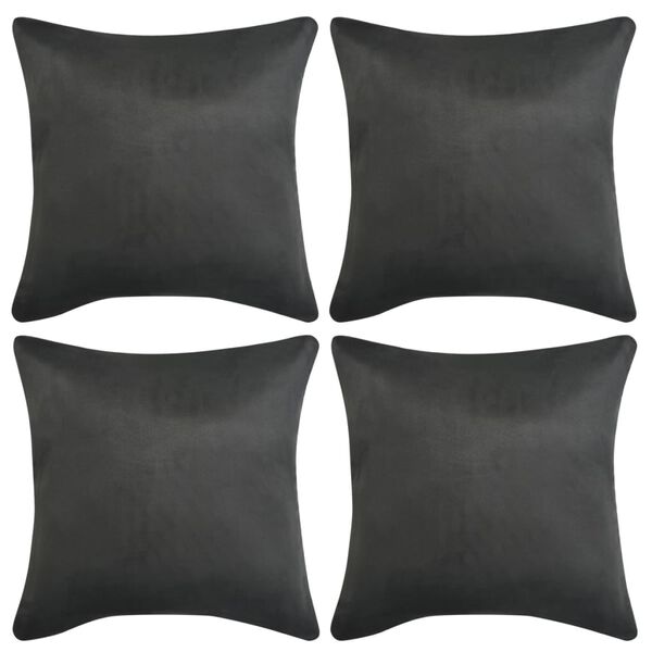 vidaXL Cushion Covers 4 pcs 40x40 cm Polyester Faux Suede Anthracite