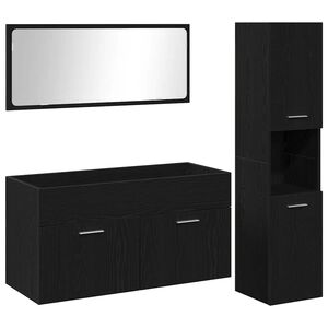vidaXL Bathroom Furniture Set 3 pcs Black Oak Engineered Wood