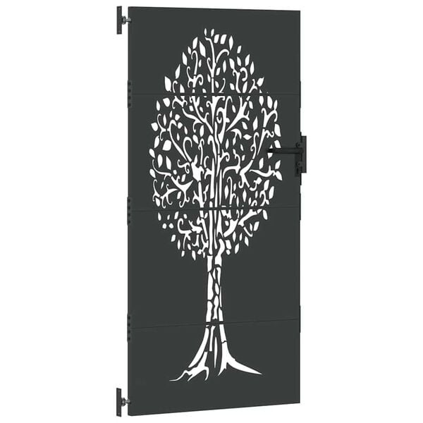 vidaXL Garden Gate with Lock Black 85 x 200 cm Powder-coated steel