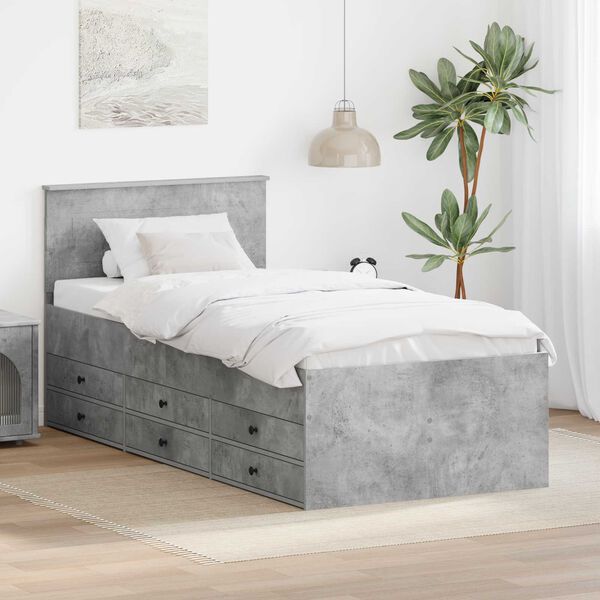 vidaXL Daybed Concrete Grey and Black 100 x 200 cm Engineered Wood