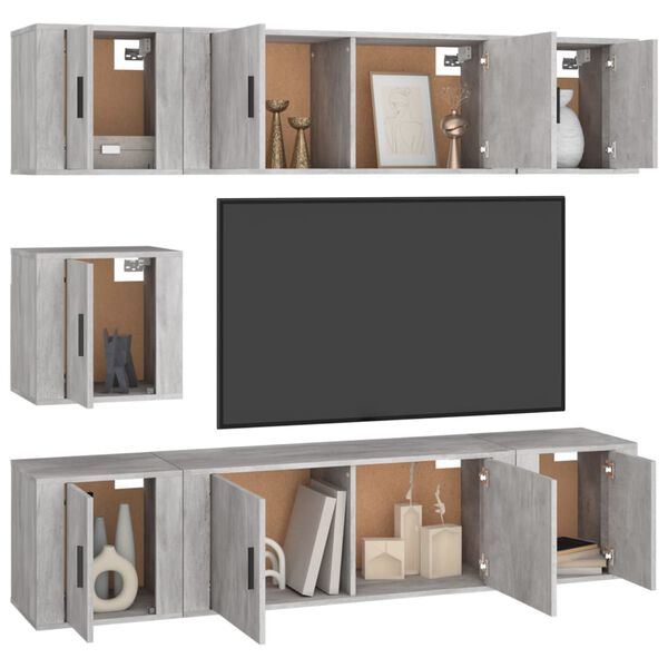 vidaXL 7 Piece TV Cabinet Set Grey Sonoma Engineered Wood