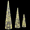 vidaXL Christmas Tree 3 pcs Warm white 20 x 20 x 80 cm Acrylic