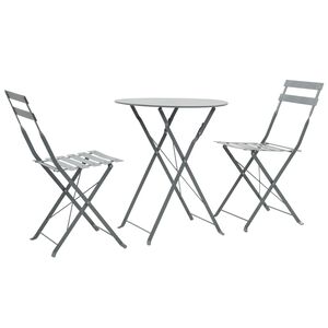 vidaXL Bistro Set | Steel Grey | Powder-coated steel | Space-saving | Foldable