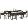 vidaXL Garden Dining Set 9 pcs Brown Poly Rattan