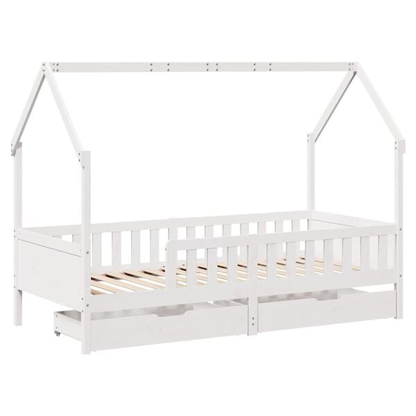vidaXL Kids Bed Frame with Drawers without Mattress 90x190 cm Single Solid Wood