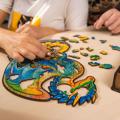 UNIDRAGON 183 Piece Wooden Jigsaw Puzzle Guarding Dragon Medium 21x33 cm