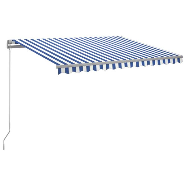 vidaXL Manual Retractable Awning with LED 300x250 cm Blue and White