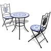 vidaXL 3 Piece Bistro Set Ceramic Tile Blue and White